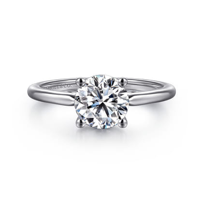 Anushka - 14K White Gold Round Solitaire Diamond Engagement Ring
