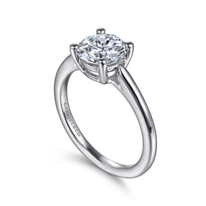 Anushka - 14K White Gold Round Solitaire Diamond Engagement Ring