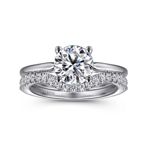 Anushka - 14K White Gold Round Solitaire Diamond Engagement Ring