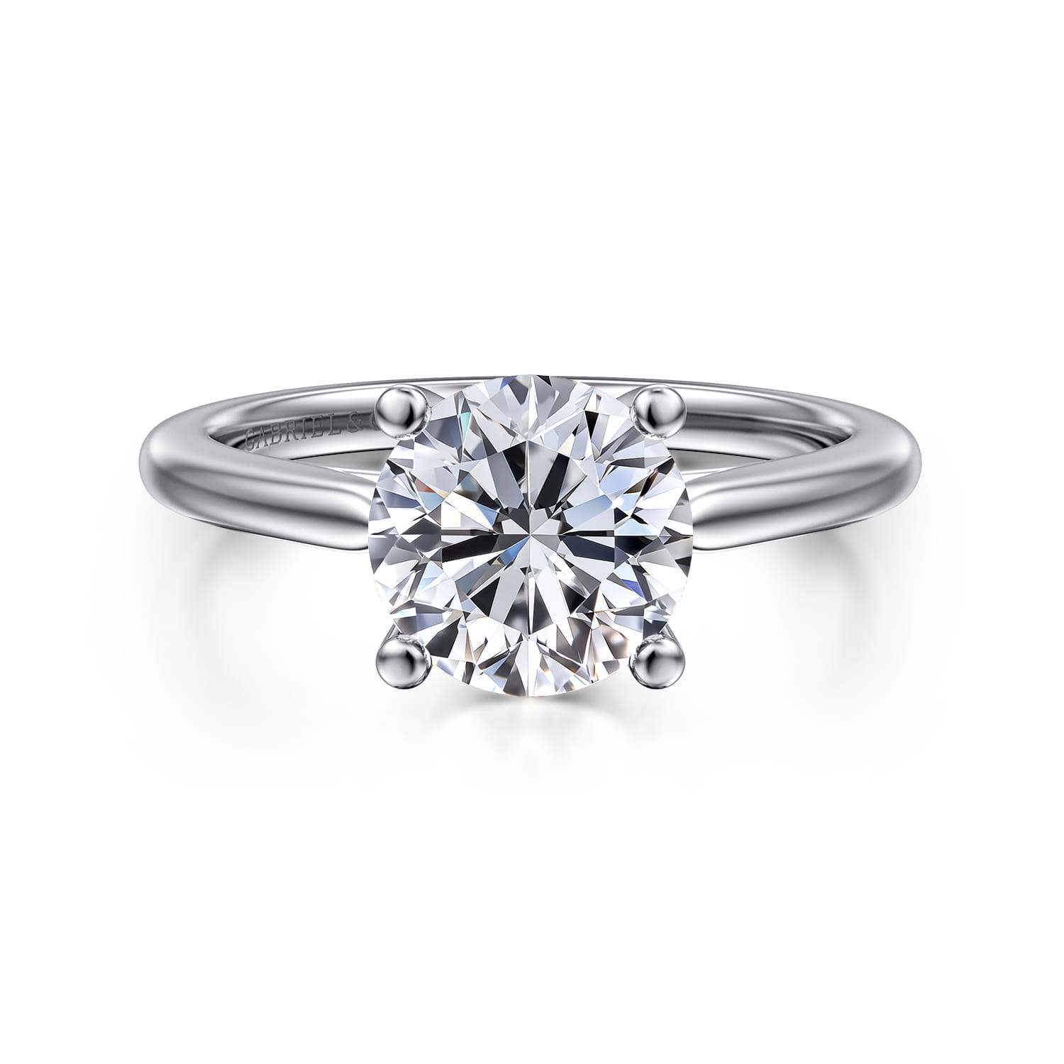 Anushka - 14K White Gold Round Solitaire Diamond Engagement Ring