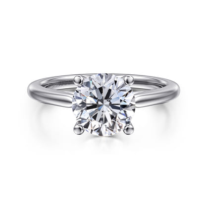 Anushka - 14K White Gold Round Solitaire Diamond Engagement Ring