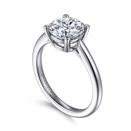 Anushka - 14K White Gold Round Solitaire Diamond Engagement Ring