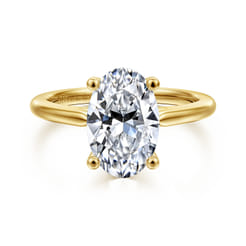 Anushka - 14K Yellow Gold Oval Solitaire Diamond Engagement Ring