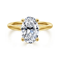 Anushka - 14K Yellow Gold Oval Solitaire Diamond Engagement Ring