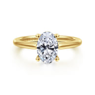 Anushka - 14K Yellow Gold Oval Solitaire Diamond Engagement Ring