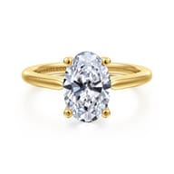 Anushka - 14K Yellow Gold Oval Solitaire Diamond Engagement Ring