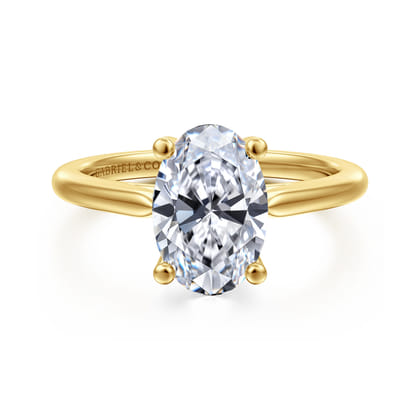 Anushka - 14K Yellow Gold Oval Solitaire Diamond Engagement Ring