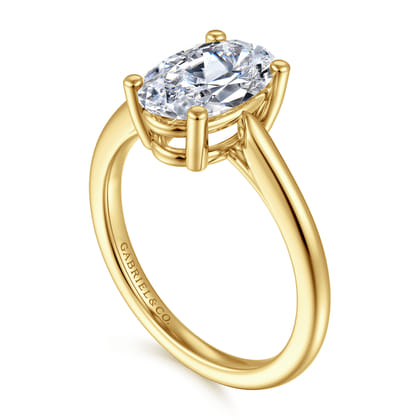 Anushka - 14K Yellow Gold Oval Solitaire Diamond Engagement Ring