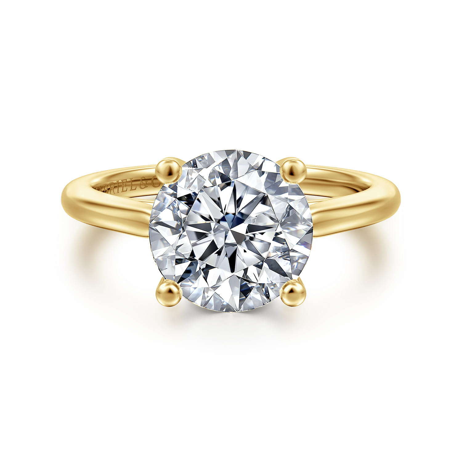 Anushka - 14K Yellow Gold Round Solitaire Diamond Engagement Ring