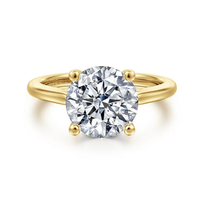 Anushka - 14K Yellow Gold Round Solitaire Diamond Engagement Ring