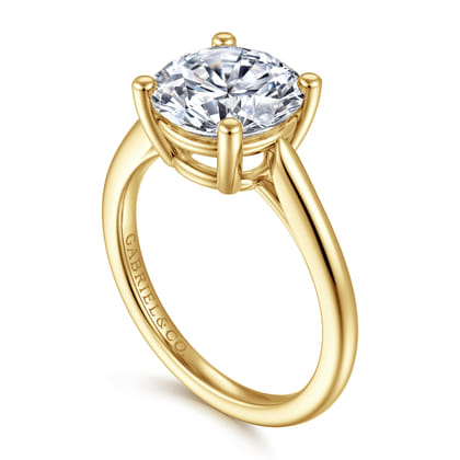 Anushka - 14K Yellow Gold Round Solitaire Diamond Engagement Ring
