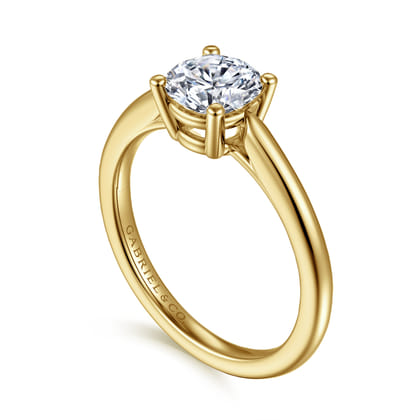 Anushka - 14K Yellow Gold Round Solitaire Diamond Engagement Ring