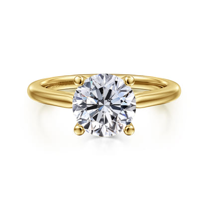Anushka - 14K Yellow Gold Round Solitaire Diamond Engagement Ring