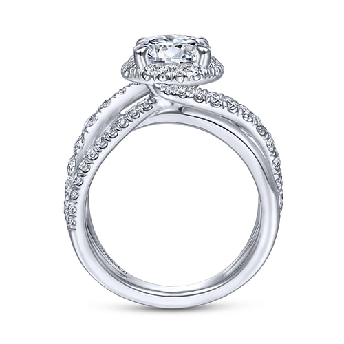 Anzura - 14K White Gold Round Halo Diamond Engagement Ring - 0.88 ct - Shot 2