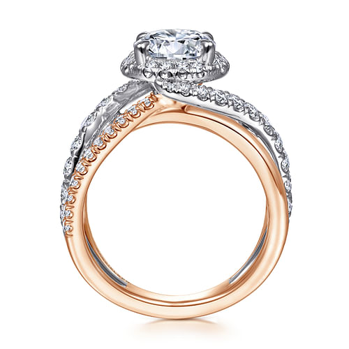 Anzura - 14K White-Rose Gold Round Halo Diamond Engagement Ring - 0.88 ct - Shot 2