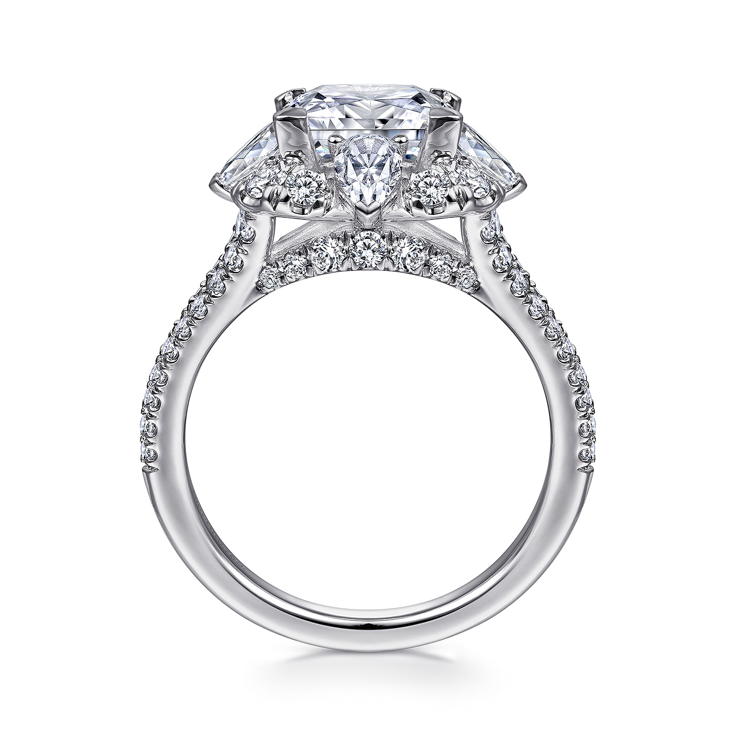 Aphrodite - 14K White Gold Fancy Halo Princess Cut Diamond Engagement Ring