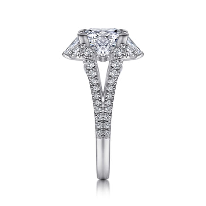 Aphrodite - 14K White Gold Fancy Halo Princess Cut Diamond Engagement Ring