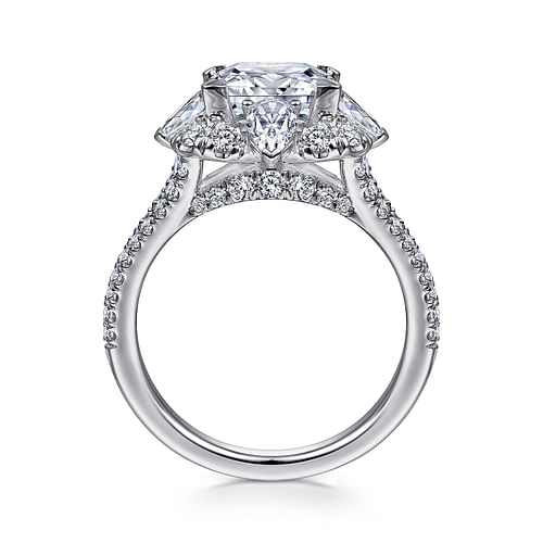 Aphrodite - Art Deco 14K White Gold Fancy Halo Princess Cut Diamond Engagement Ring - 1.25 ct - Shot 2