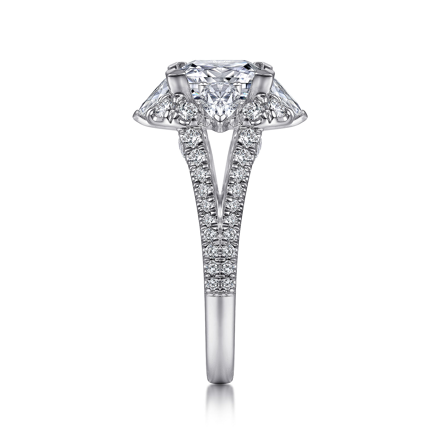 Aphrodite - Art Deco 14K White Gold Fancy Halo Princess Cut Diamond Engagement Ring