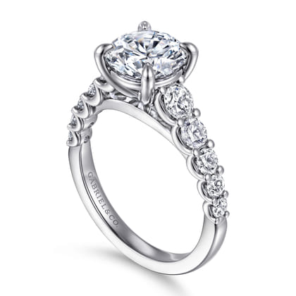 April - 14K White Gold Round Diamond Engagement Ring