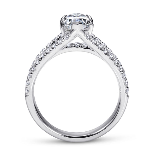 Aquila - 14K White Gold Marquise Shape Split Shank Diamond Engagement Ring - 0.84 ct - Shot 2