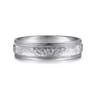 Archie - 14K White Gold 6mm - Hammered Men's Wedding Band with Milgrain Edge