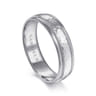 Archie - 14K White Gold 6mm - Hammered Men's Wedding Band with Milgrain Edge