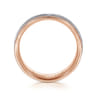 Archie - 14K White-Rose Gold 6mm - Two Tone Hammered Men's Wedding Band with Milgrain Edge