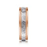 Archie - 14K White-Rose Gold 6mm - Two Tone Hammered Men's Wedding Band with Milgrain Edge