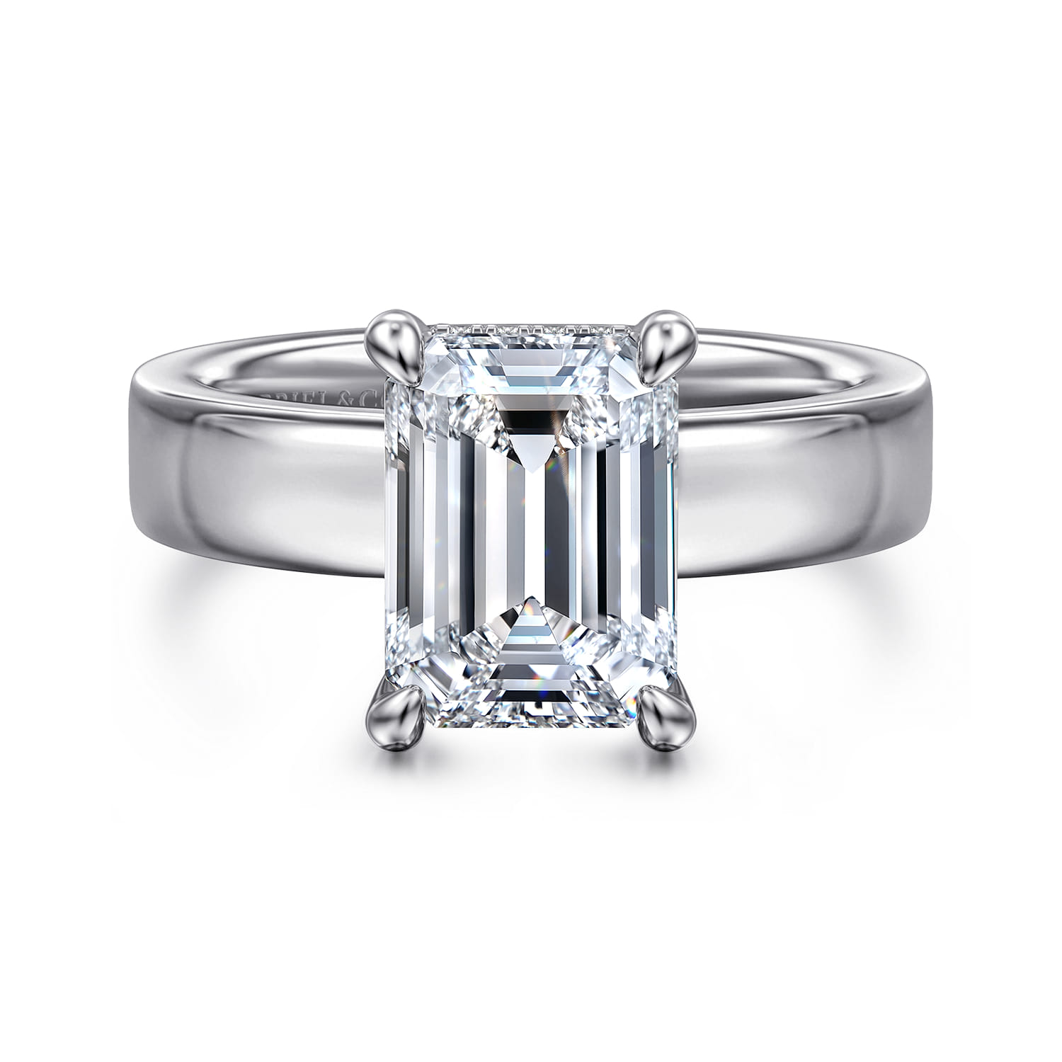 Argentina - 14K White Gold Emerald Cut Solitaire Diamond Engagement Ring