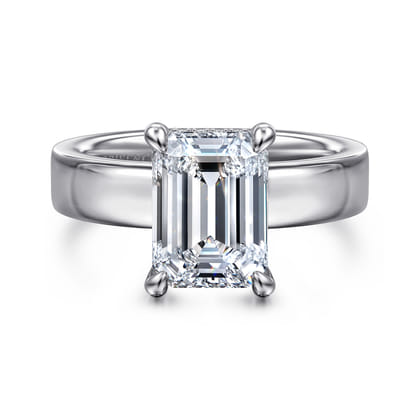 Argentina - 14K White Gold Emerald Cut Solitaire Diamond Engagement Ring