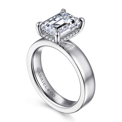 Argentina - 14K White Gold Emerald Cut Solitaire Diamond Engagement Ring