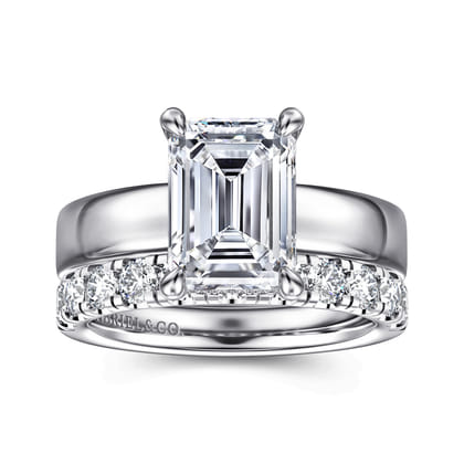 Argentina - 14K White Gold Emerald Cut Solitaire Diamond Engagement Ring