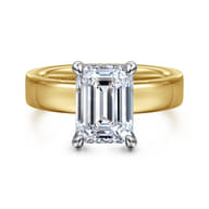 Argentina - 14K White-Yellow Gold Emerald Cut Solitaire Diamond Engagement Ring
