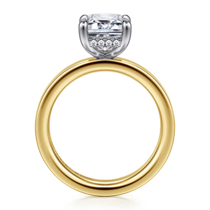 Argentina - 14K White-Yellow Gold Emerald Cut Solitaire Diamond Engagement Ring