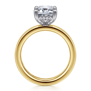 Argentina - 14K White-Yellow Gold Hidden Halo Emerald Cut Diamond Engagement Ring