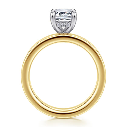 Argentina - 14K White-Yellow Gold Hidden Halo Emerald Cut Diamond Engagement Ring