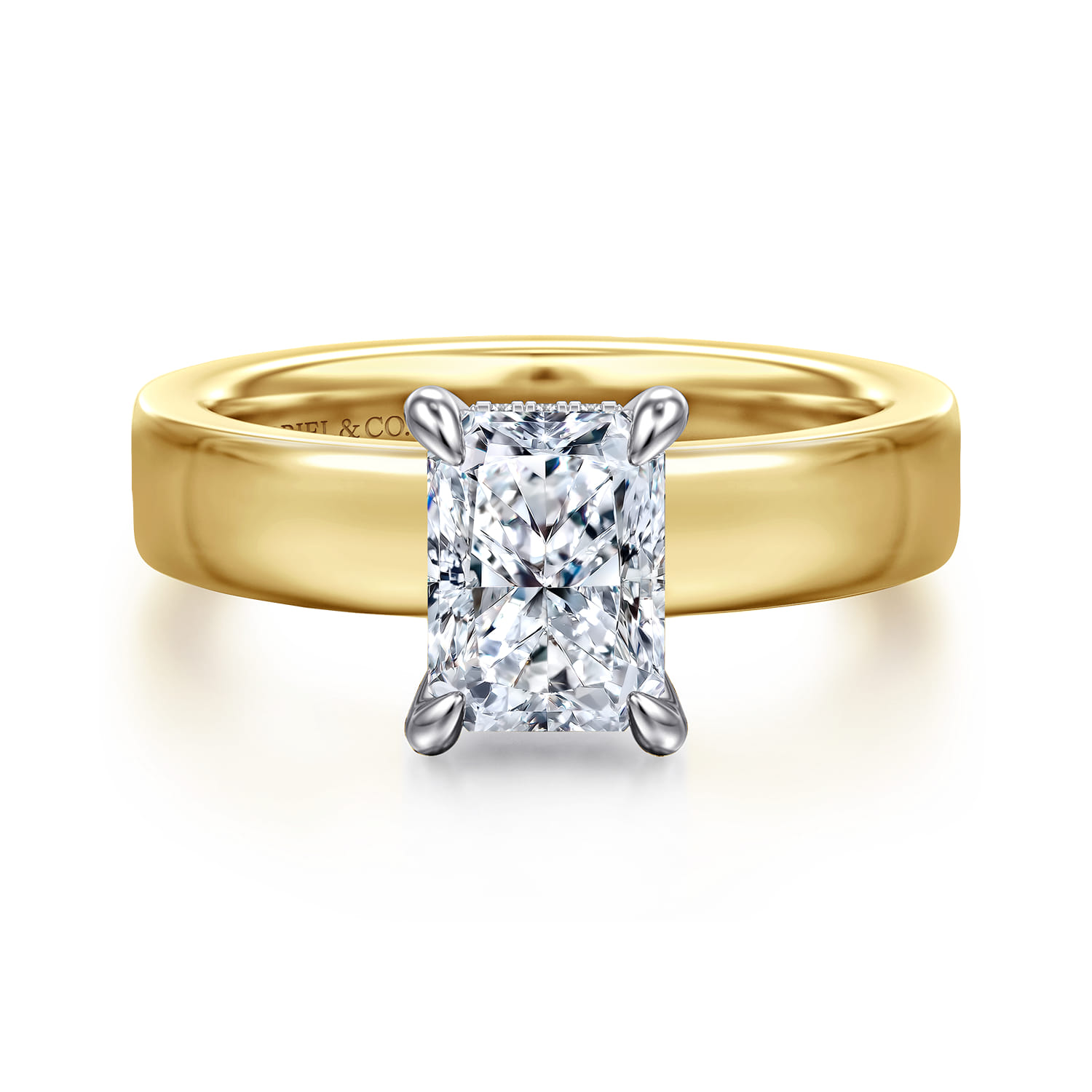 Argentina - 14K White-Yellow Gold Radiant Cut Diamond Engagement Ring