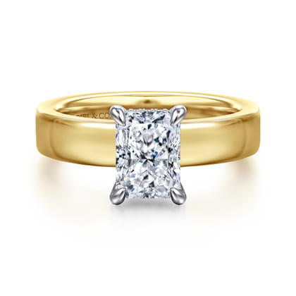 Argentina - 14K White-Yellow Gold Radiant Cut Diamond Engagement Ring