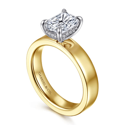 Argentina - 14K White-Yellow Gold Radiant Cut Diamond Engagement Ring