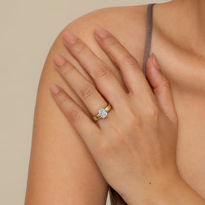 Argentina - 14K White-Yellow Gold Radiant Cut Diamond Engagement Ring