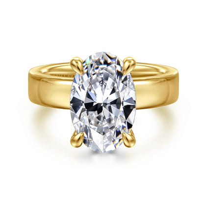 Argentina - 14K Yellow Gold Hidden Halo Oval Diamond Engagement Ring