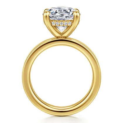 Argentina - 14K Yellow Gold Hidden Halo Round Diamond Engagement Ring