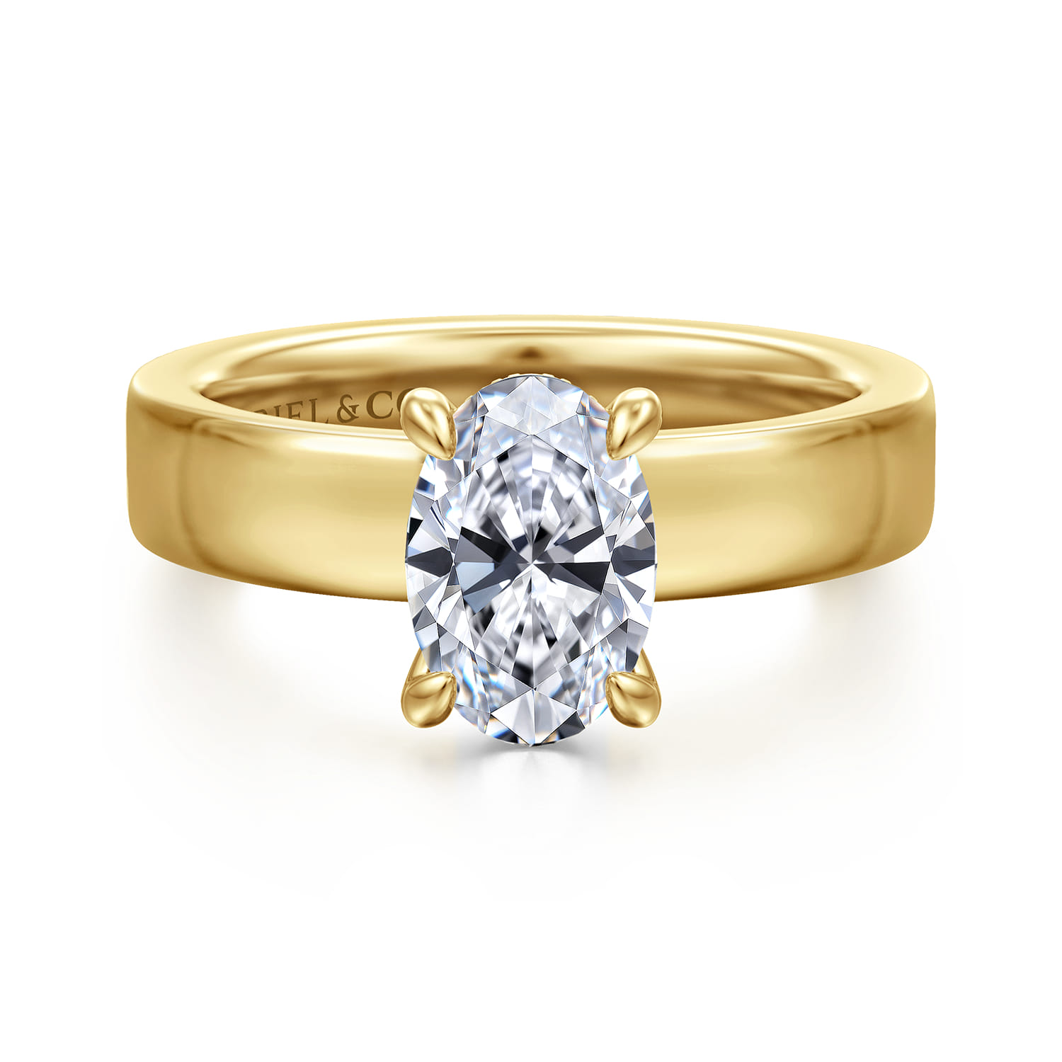 Argentina - 14K Yellow Gold Oval Diamond Engagement Ring