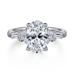 Arianna - 14K White Gold Oval Five Stone Diamond Engagement Ring