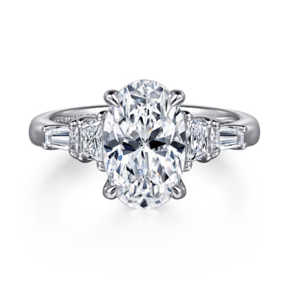 Arianna - 14K White Gold Oval Five Stone Diamond Engagement Ring