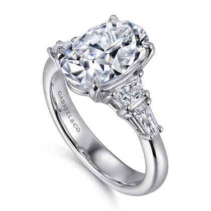 Arianna - 14K White Gold Oval Five Stone Diamond Engagement Ring