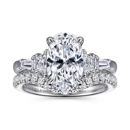 Arianna - 14K White Gold Oval Five Stone Diamond Engagement Ring