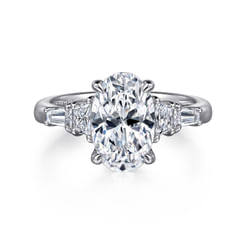 18K White Gold Oval Cut Five Stone Diamond Engagement Ring