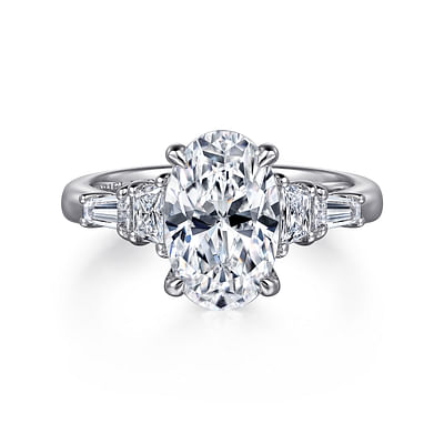 Arianna - 18K White Gold Oval Cut Five Stone Diamond Engagement Ring